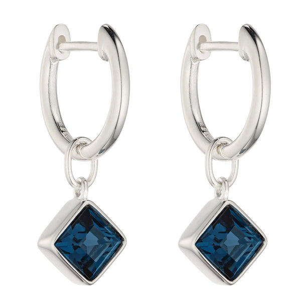 Lozenge Midnight Blue Crystal Earrings