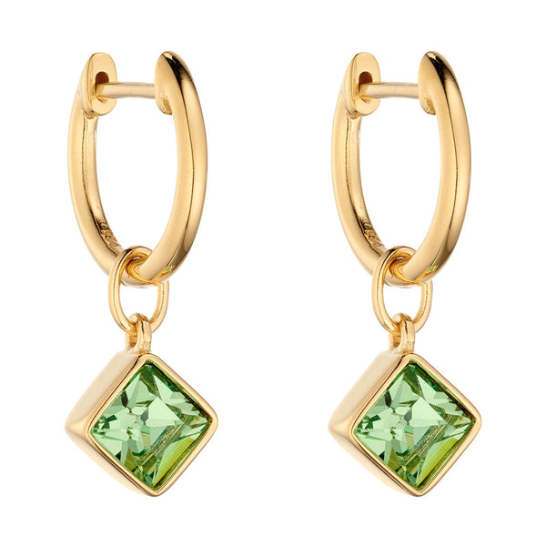 Lozenge Peridot Green Crystal Earrings