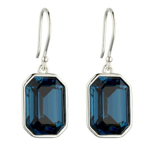 Midnight Blue Crystal Rectangle Earrings