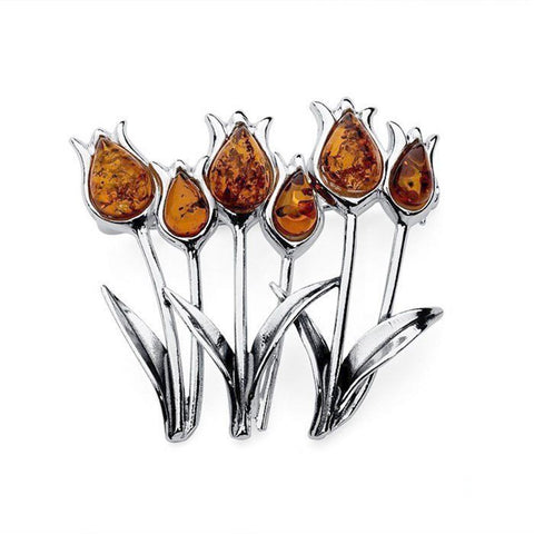 Amber Bunch of Tulips Brooch