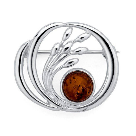 Amber Swirl Bud Brooch from the Brooches collection at Argenteus Jewellery
