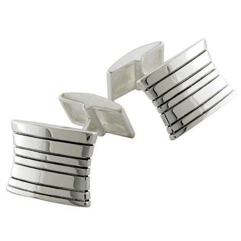 Sterling Silver Black Lines Cufflinks from the Cufflinks collection at Argenteus Jewellery