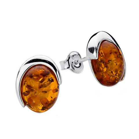 Amber Oval Edge Stud Earrings from the Earrings collection at Argenteus Jewellery