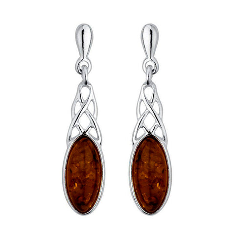 Amber Celtic Drop Earrings from the Earrings collection at Argenteus Jewellery