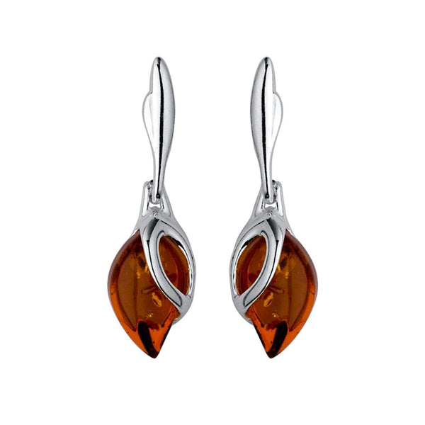 Amber Leaf Drop Earrings from the Earrings collection at Argenteus Jewellery