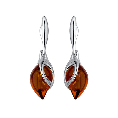 Amber Leaf Drop Earrings from the Earrings collection at Argenteus Jewellery