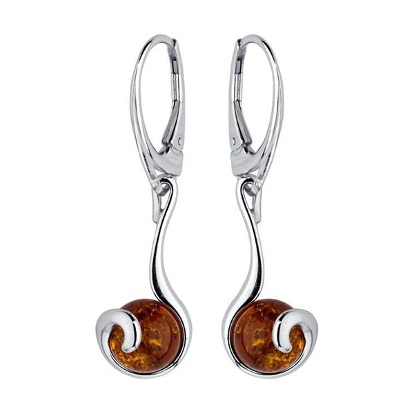 Amber Captured Circles Drop Earrings from the Earrings collection at Argenteus Jewellery
