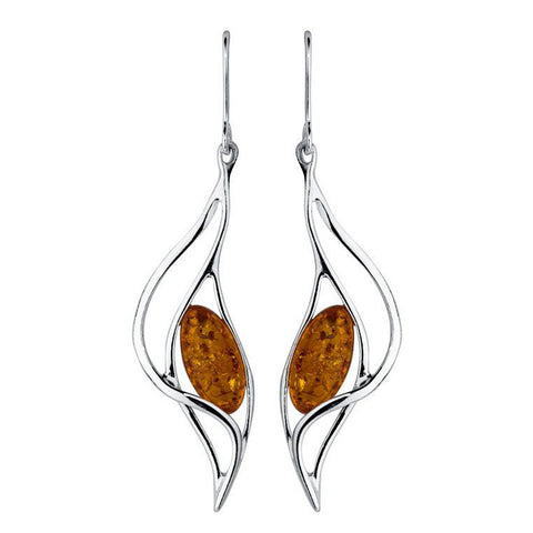 Amber Open Flame Drop Earrings from the Earrings collection at Argenteus Jewellery