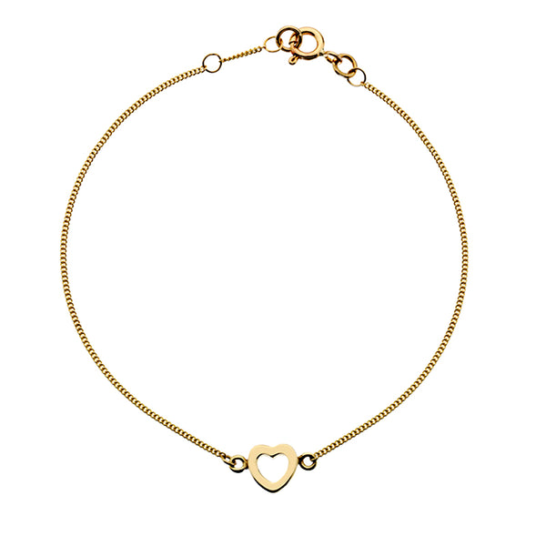 Gold Heart Outline Bracelet from the Bracelets collection at Argenteus Jewellery