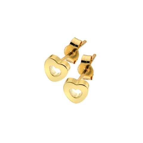 Gold Heart Outline Stud Earrings from the Earrings collection at Argenteus Jewellery