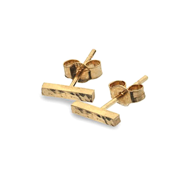 Gold Hammered Bar Stud Earrings from the Earrings collection at Argenteus Jewellery