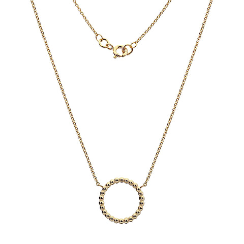 Gold Beaded Circle Necklace
