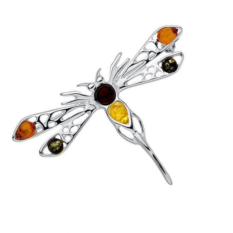 Amber Dragonfly Brooch