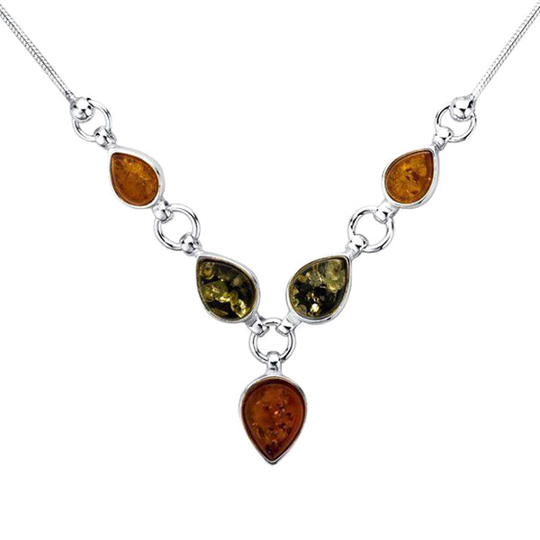 Amber Five Teardrops Necklace - Mixed