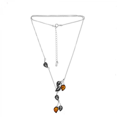 Amber Oxidised Leaves Necklace