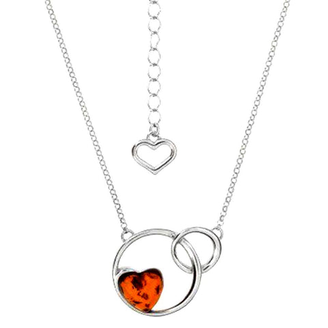 Amber Heart Circle Necklace