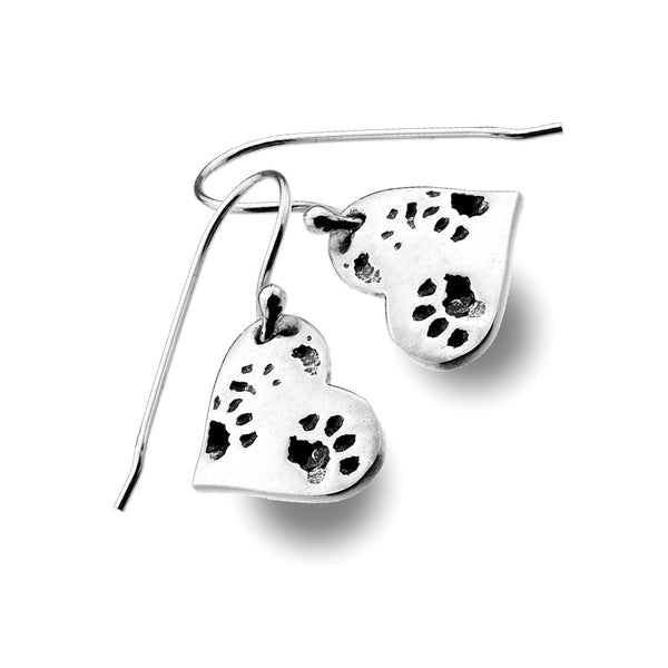 Dog or Cat  Paw Heart Earrings from the Earrings collection at Argenteus Jewellery