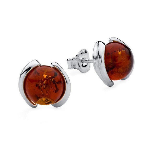 Amber Round Stud Earrings from the Earrings collection at Argenteus Jewellery