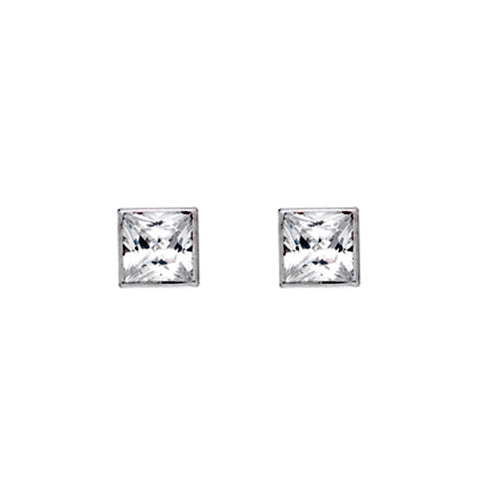 Gold Square Stud Earrings With Cubic Zirconia from the Earrings collection at Argenteus Jewellery