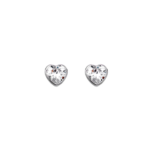 Gold Heart Stud Earrings With Cubic Zirconia from the Earrings collection at Argenteus Jewellery