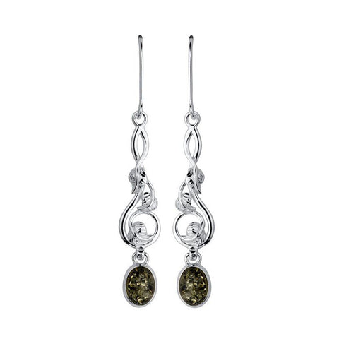 Amber Leaves Drop Earrings - Green