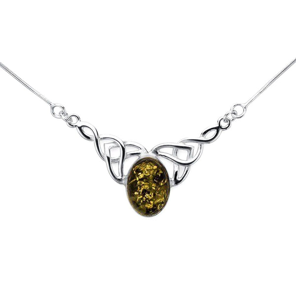 Amber Celtic Necklace - Green