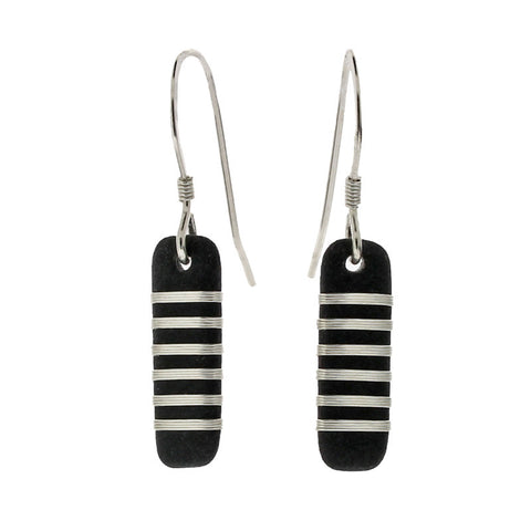 Tracey Birchwood - 18mm Drop Narrow Bands Earrings from the Earrings collection at Argenteus Jewellery