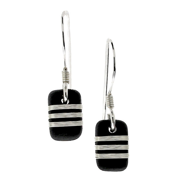 Tracey Birchwood - 9mm Drop Narrow Bands Earrings from the Earrings collection at Argenteus Jewellery