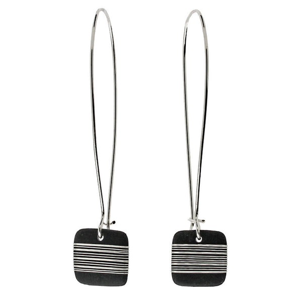 Tracey Birchwood - Square Drop Random Band Long Earrings from the Earrings collection at Argenteus Jewellery