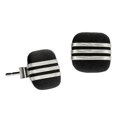 Tracey Birchwood - 9mm Square Fine Bands Stud Earrings from the Earrings collection at Argenteus Jewellery