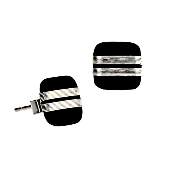 Tracey Birchwood - 9mm Square Medium Bands Stud Earrings from the Earrings collection at Argenteus Jewellery