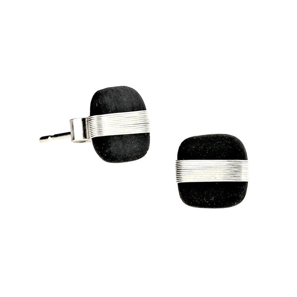 Tracey Birchwood - 9mm Square Wide Band Stud Earrings from the Earrings collection at Argenteus Jewellery