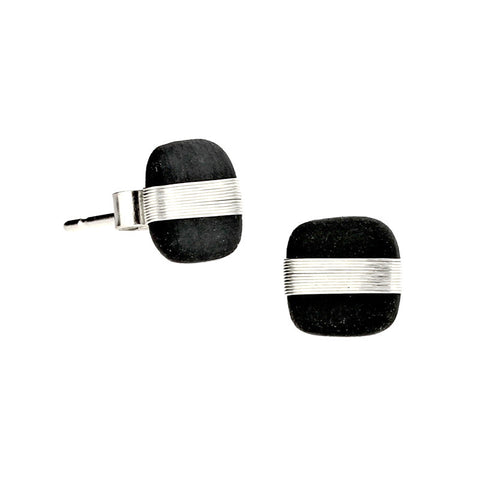 Tracey Birchwood - 9mm Square Wide Band Stud Earrings