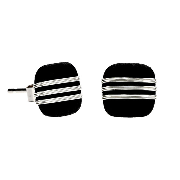 Tracey Birchwood - 7mm Three Band Square Stud Earrings from the Earrings collection at Argenteus Jewellery