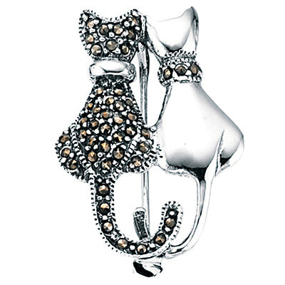 Marcasite Cats Brooch from the Brooches collection at Argenteus Jewellery
