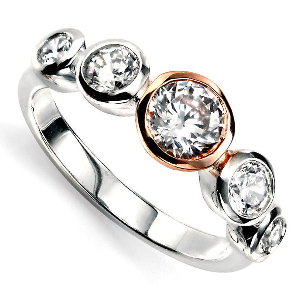 Rose Gold Plate Crystal Ring from the Rings collection at Argenteus Jewellery