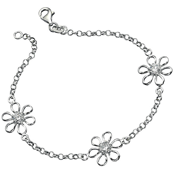 Crystal Daisy Chain Sterling Silver Bracelet from the Bracelets collection at Argenteus Jewellery