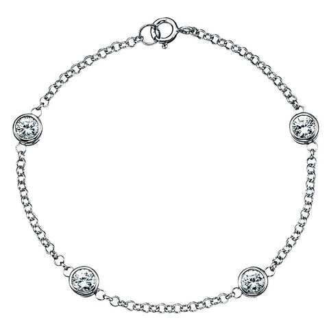 Cubic Zirconia Crystals Silver Chain Bracelet from the Bracelets collection at Argenteus Jewellery