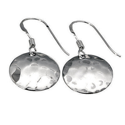 Disc Drop Earrings - Hammer Finish from the Earrings collection at Argenteus Jewellery