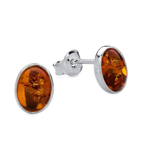 Amber Oval Stud Earrings from the Earrings collection at Argenteus Jewellery