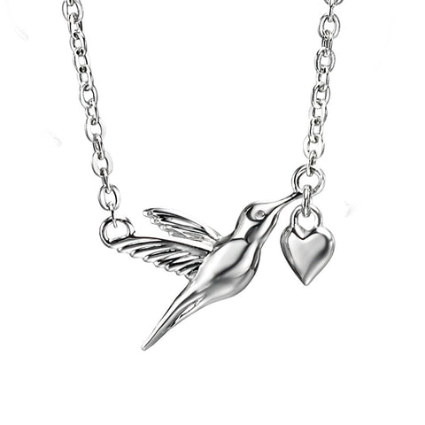 Hummingbird & Heart Necklace from the Necklaces collection at Argenteus Jewellery