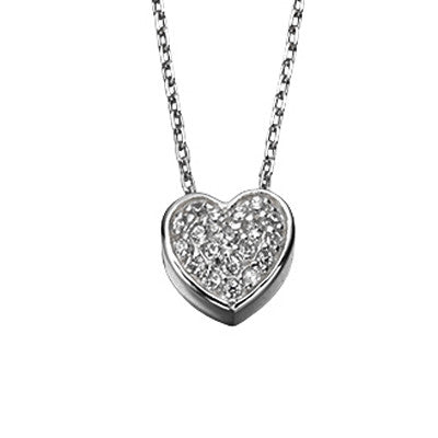 Pave Set Cubic Zirconia Heart Necklace from the Necklaces collection at Argenteus Jewellery